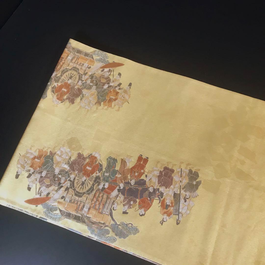 ZF-1041 袋帯 大名行列 金箔 高級 正絹 六通 希少