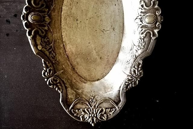 フランス 34.5c 銀の薔薇とメダリオンとシルバープレートトレイ アンティーク