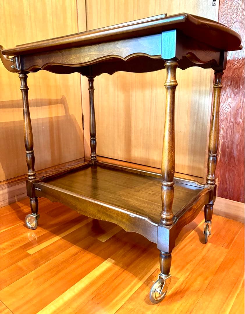 カリモク キッチンワゴン 2段 キャスター/持ち手 1995年