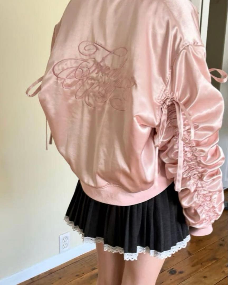 ジャケット・アウター Treat Urself Girly ribbon MA-1(pink)