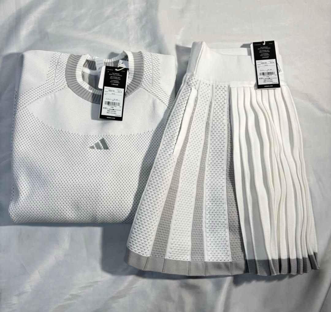 新品adidasゴルフ人気PRIMEKNITニットプリーツスカートセットアップ