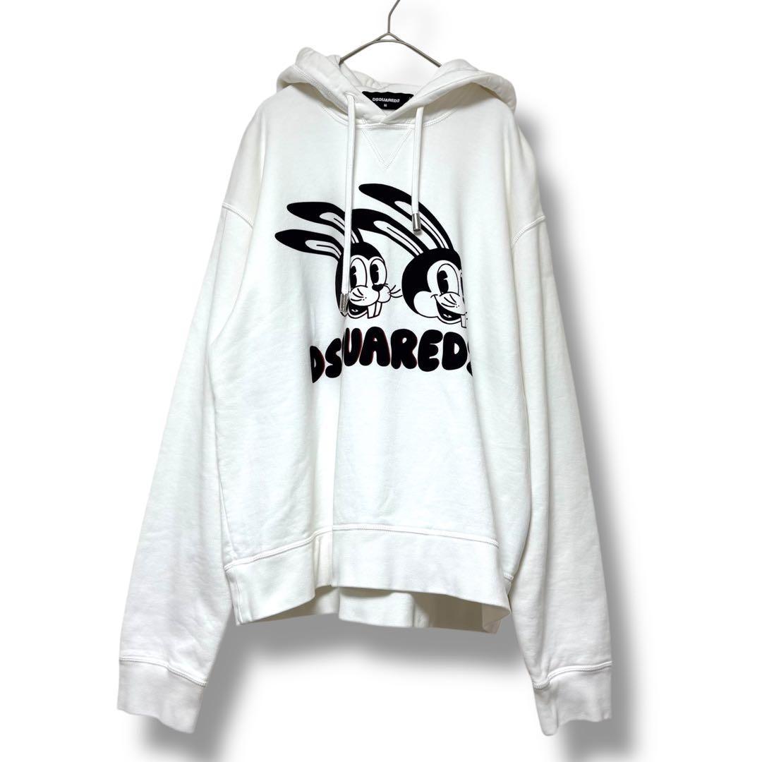 美品✨DSQUARED2 バニーロゴ プルオーバーパーカー 白 M
