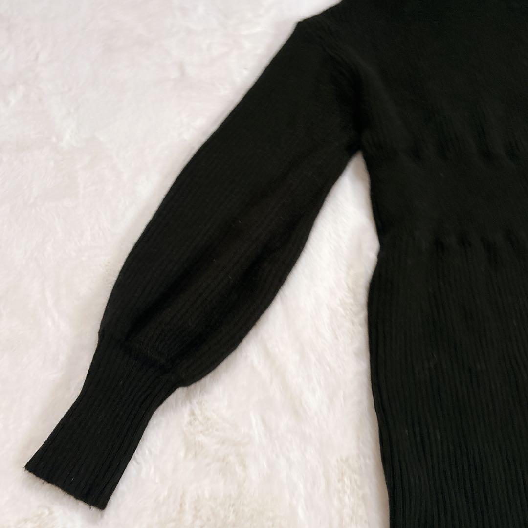 anuans オフショルナローニットワンピース ブラック Mサイズ ラクーン混