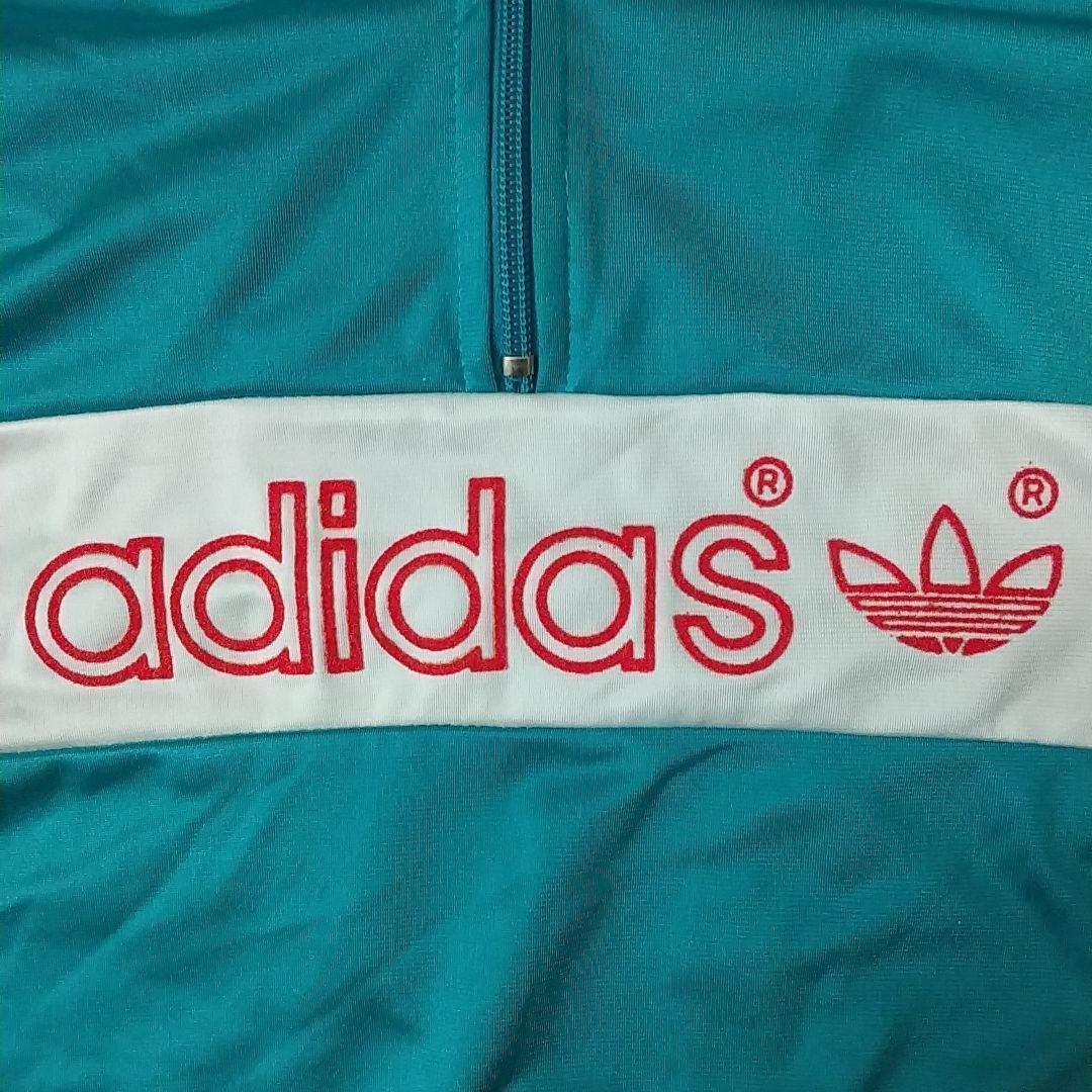 希少デザイン☆80s アディダス センターロゴ ハーフジップ トラックジャケット