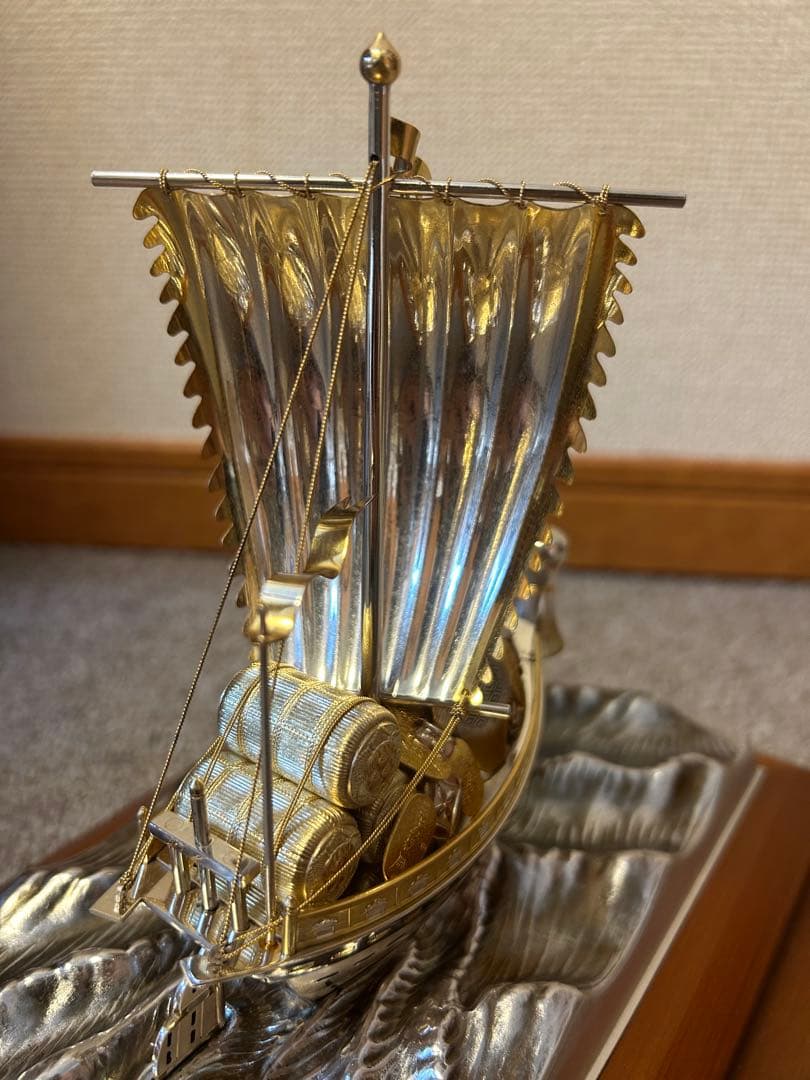 武比古 銀製 宝船 5号（房）銀船 置物 縁起物 ケース付き