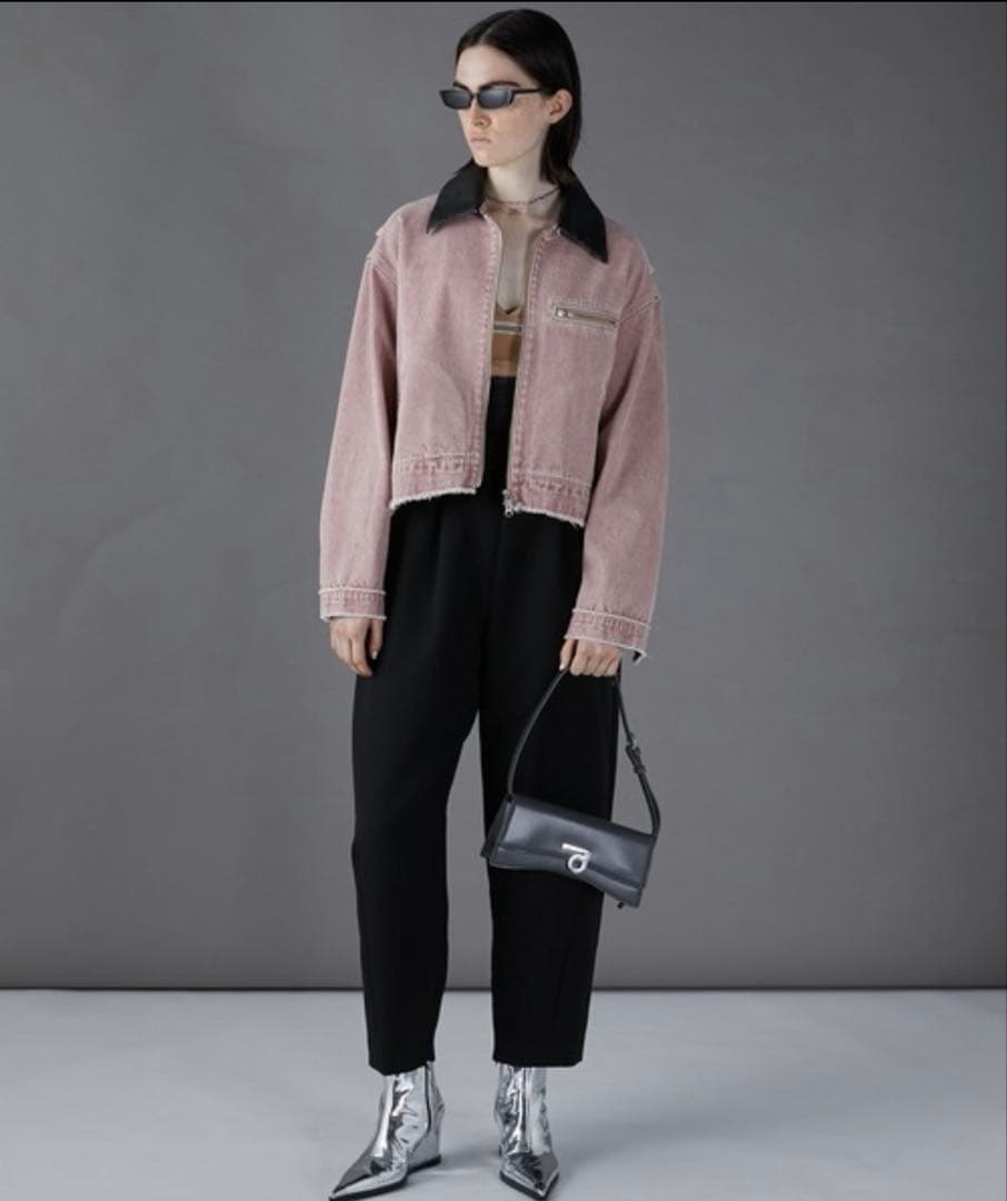 み*き様 prankproject デニムジャケット ピンク　襟レザー