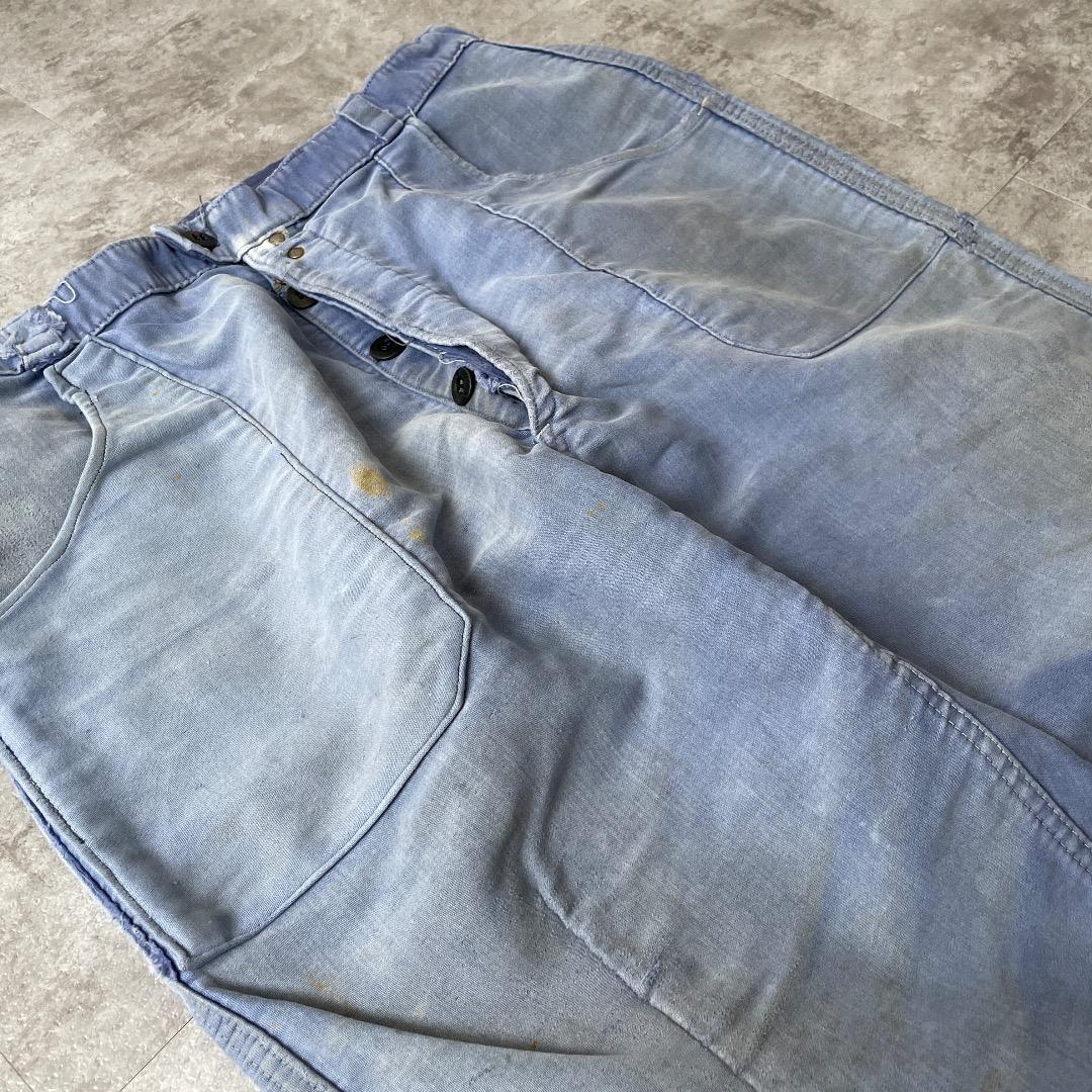50-60s LE CROiSiC フレンチワークパンツ モールスキン ブルー