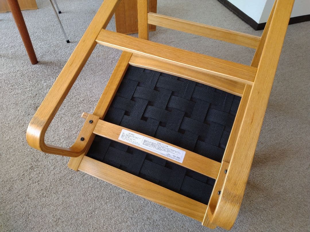 【良品】MUJI無印 ダイニングソファチェアオーク材/リビングでもつかえる茶②