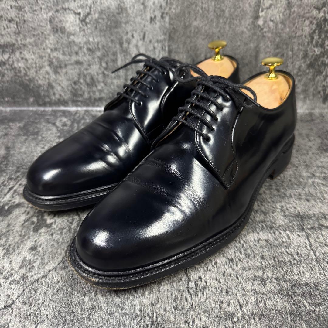【美品】バーウィック プレーントゥ 3680 ブラック レザー UK7.5