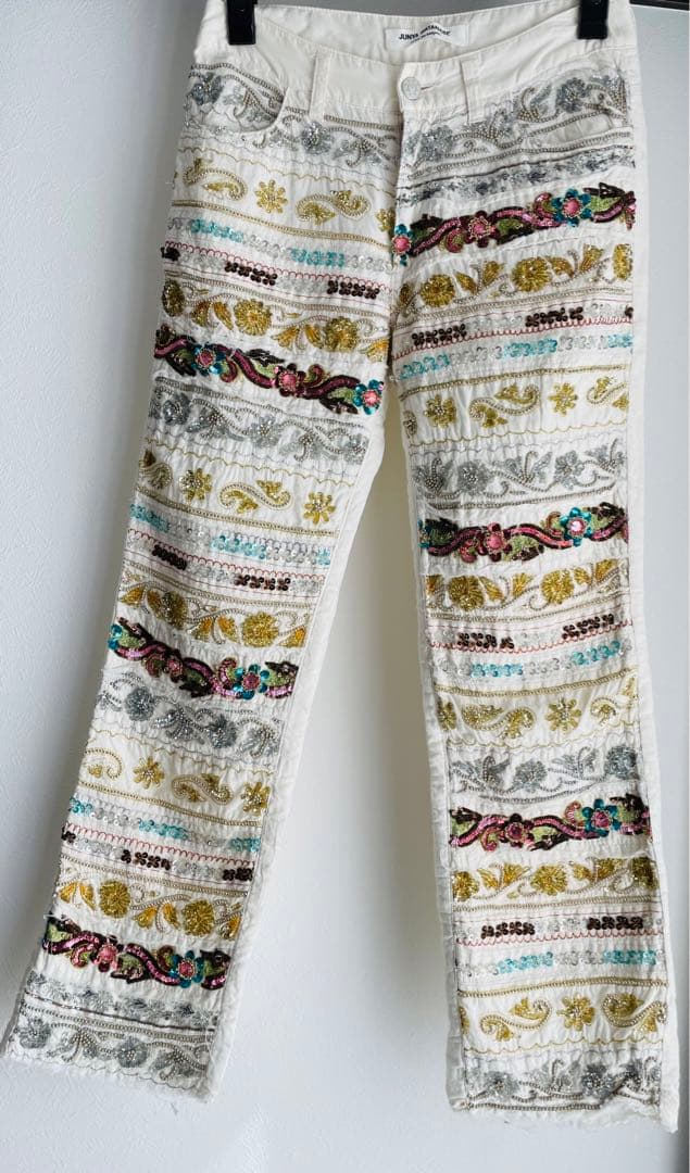 希少　ジュンヤワタナベ　コムデギャルソン　パンツ　刺繍　ビーズ　ボトム