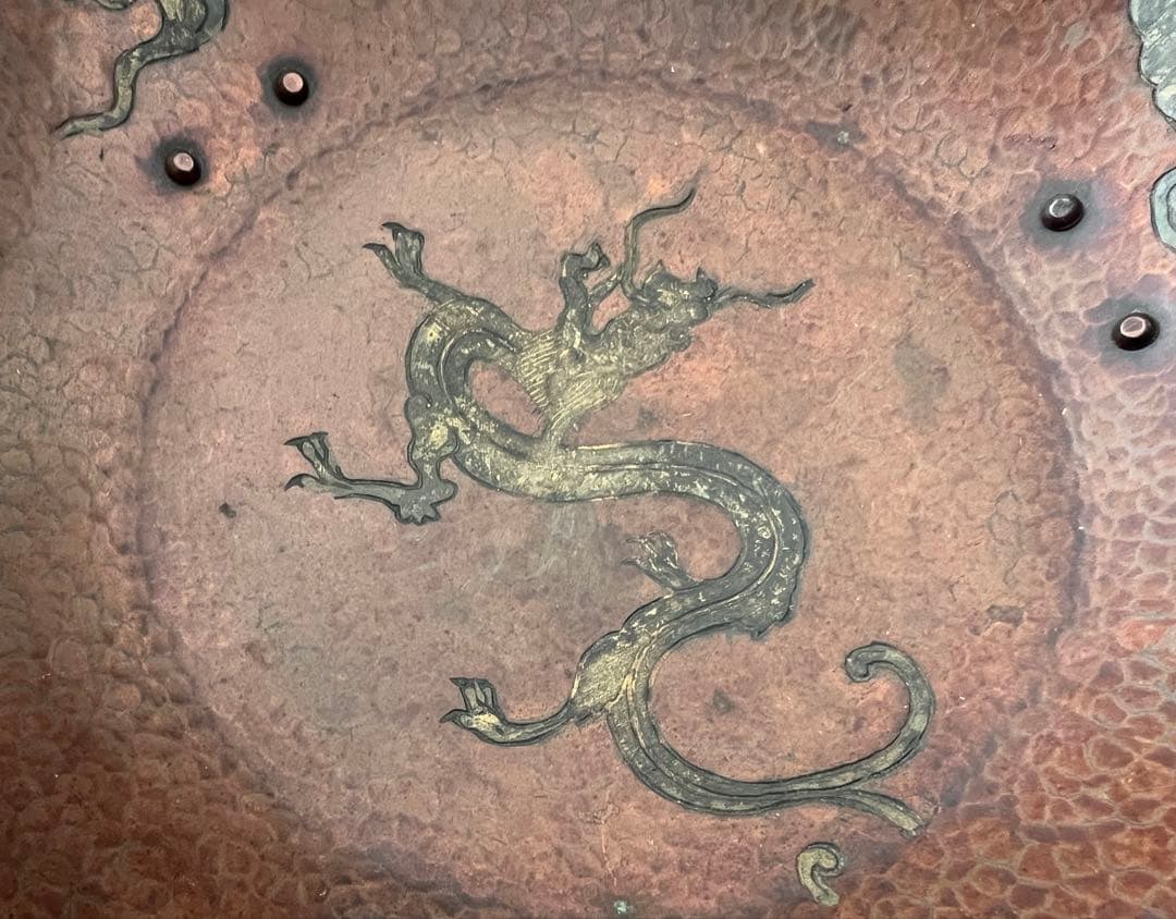 吉祥形銅蟲菓子器 銅製 龍 茶道具 金属工芸品 アンティーク