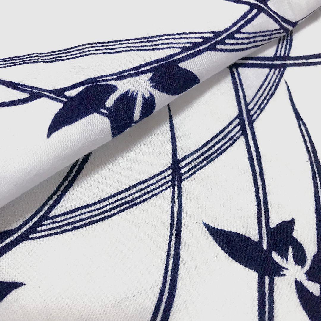 【浴衣】草花模様 芝草　注染　白地 ホワイト　古典 綿 ＋半幅帯セット