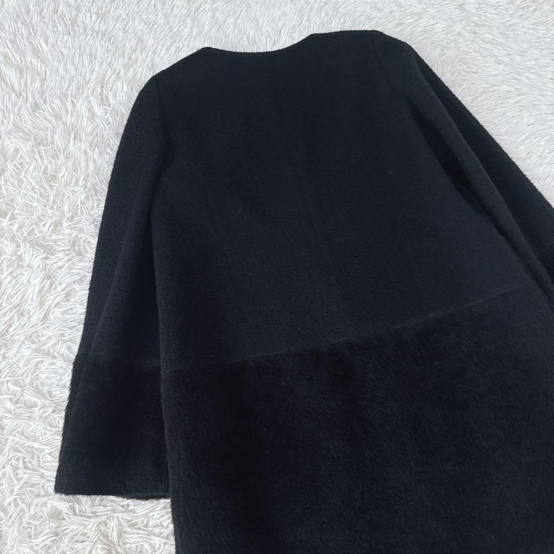 BALLSEY 38 黒色 ノーカラーコート ウール アルパカ アンゴラ