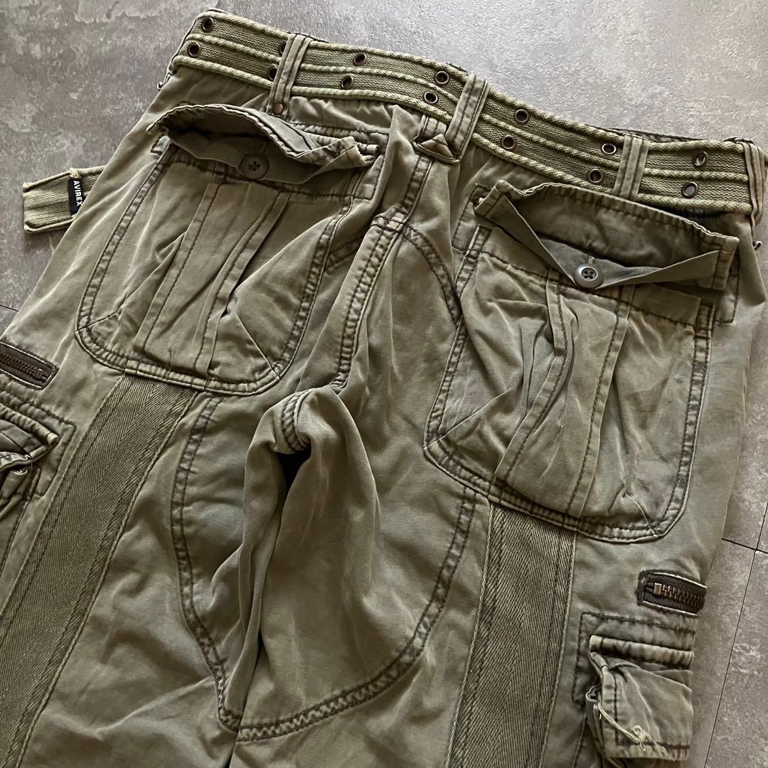 avirex hem zip flared cargo pantsベルト付Y2K