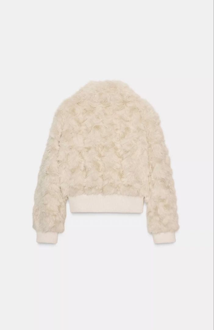 新品☆ZARA フェイクファーボンバージャケット Mサイズ　エクリュ　ザラ