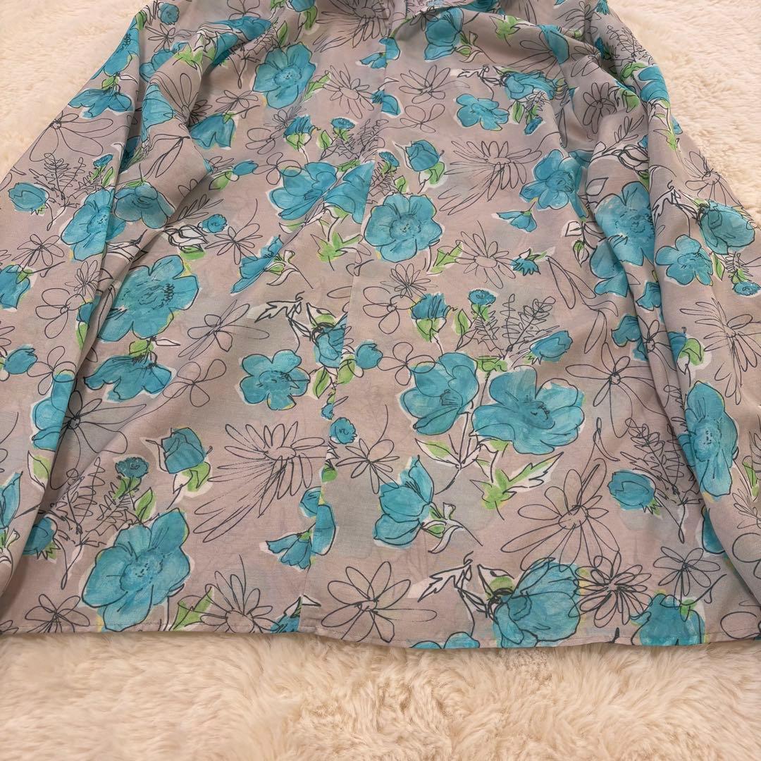 TOMORROWLAND アネモネプリント ギャザースタンドカラーブラウス 36