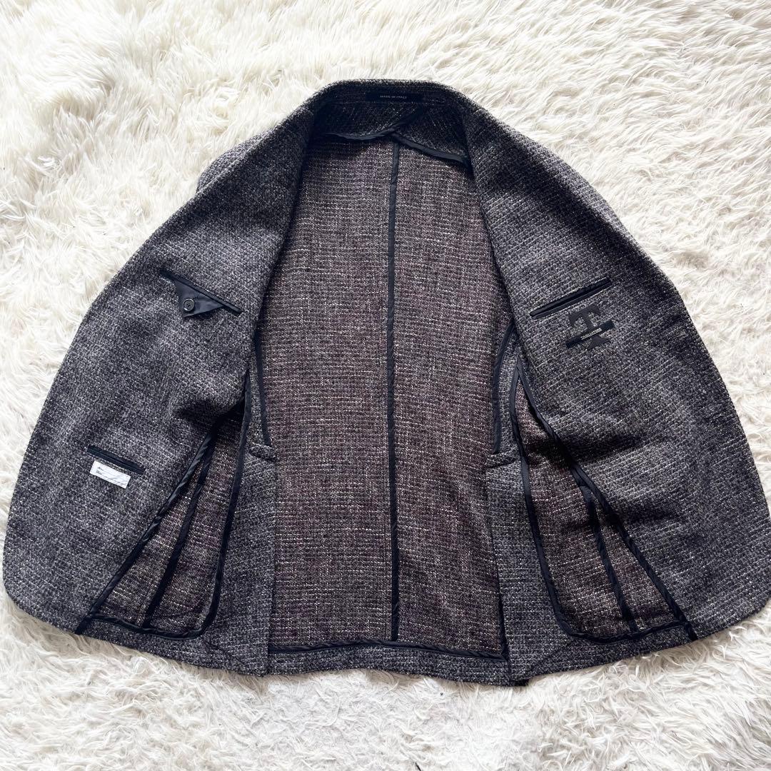 <美品>TAGLIATORE グレー ウール ツイード ジャケット サイズ44