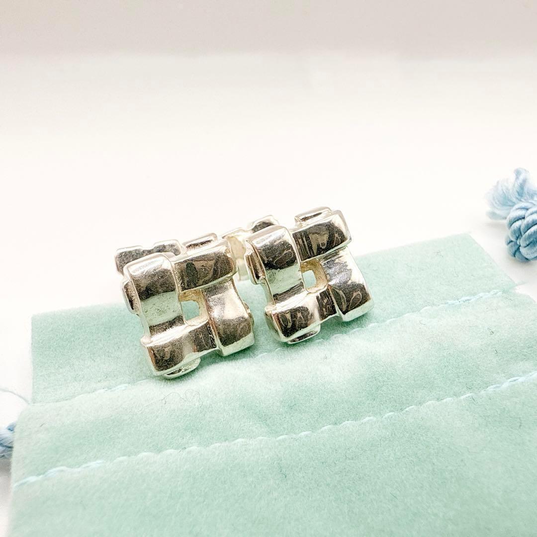 2527-1 【保存袋付き】Tiffany カフス ウォーブン メッシュ