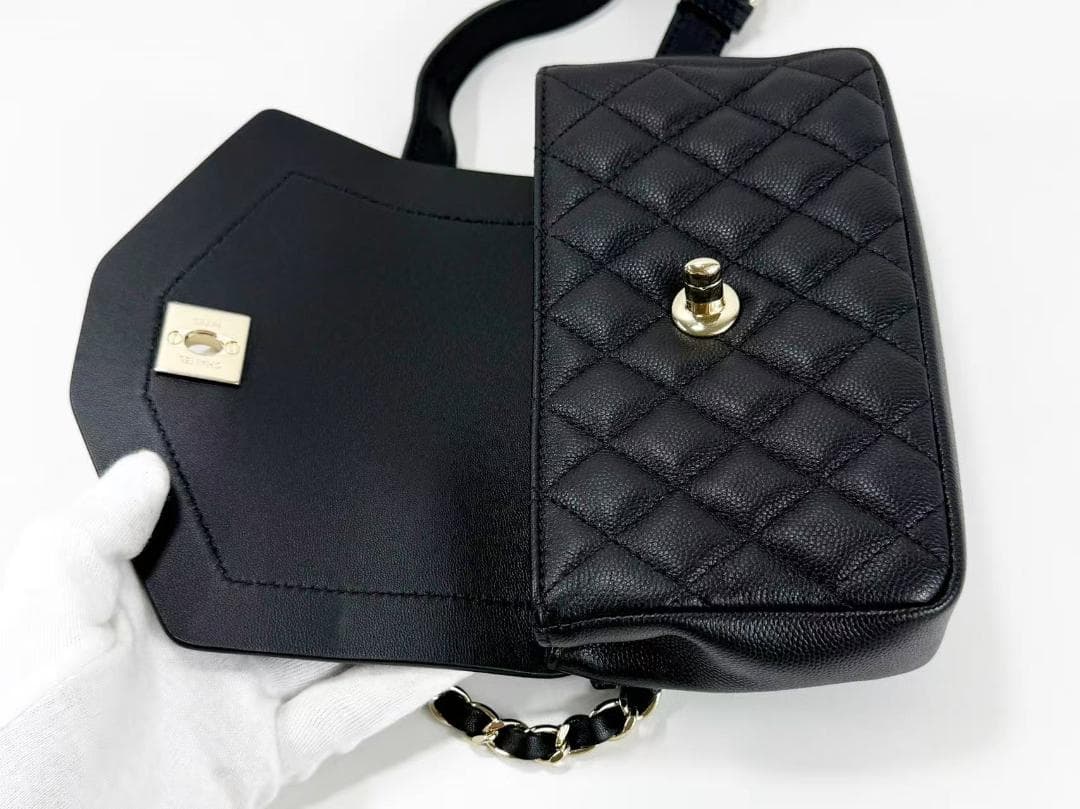 未使用/着画追加CHANEL/シャネル/キャビア/黒/ ウエストバッグ/ポーチ/