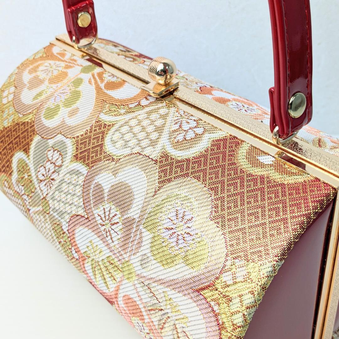 草履バッグセット 振袖 帯地 赤 桜 フリーサイズ w48-6