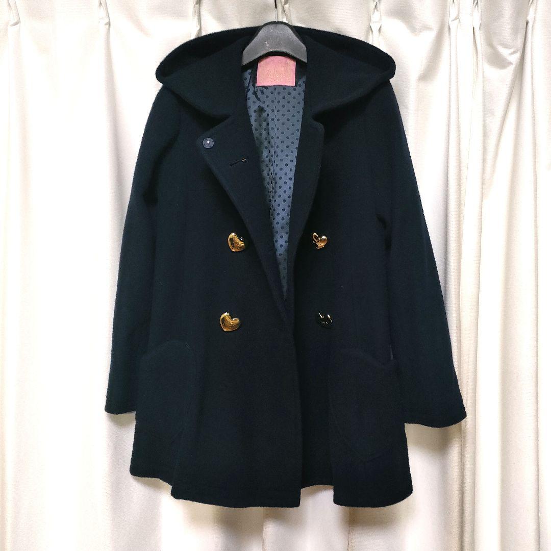【美品】MILK メルトン フーデットコート ダブルブレスト ハートボタン