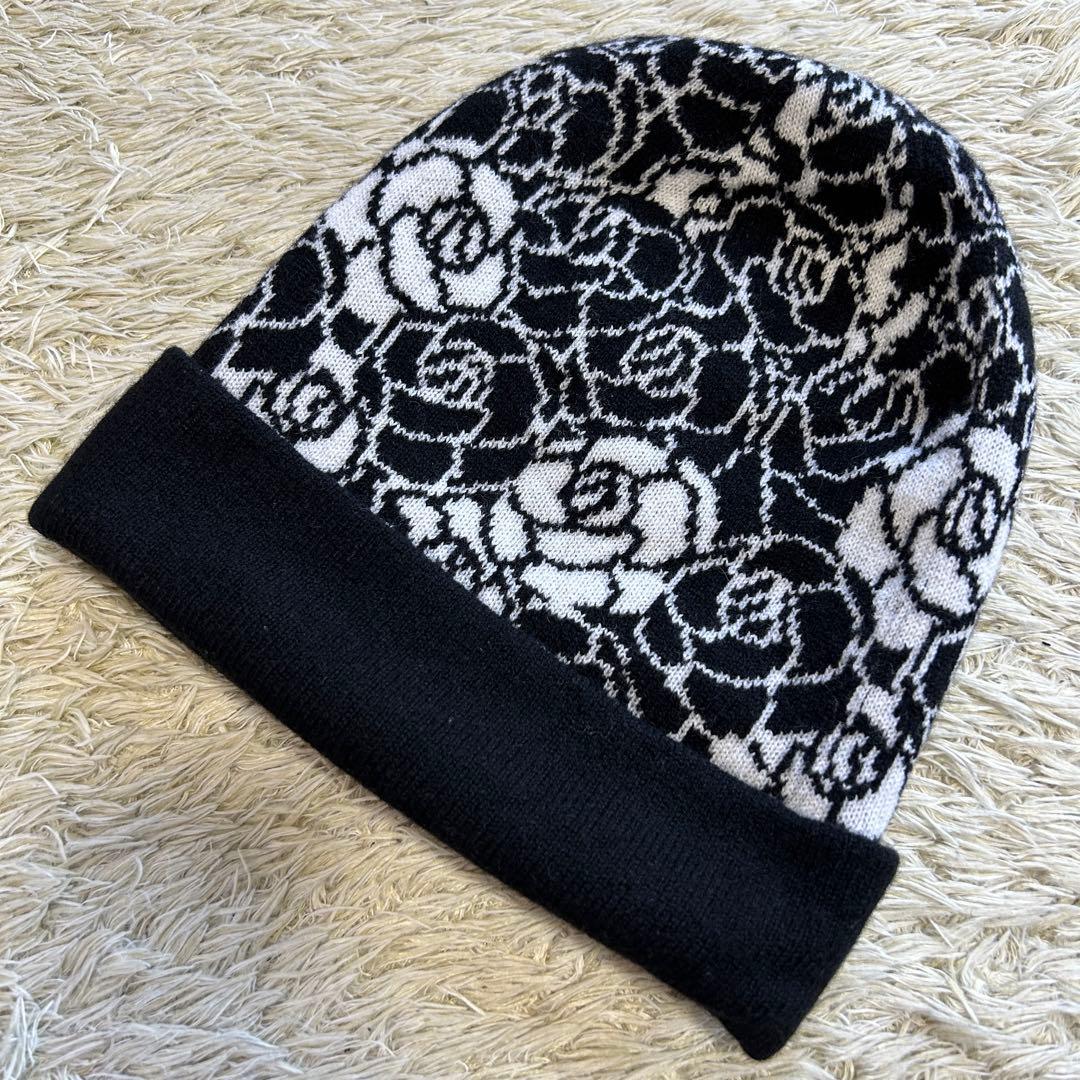 【美品 カシミヤ100%】シャネル カメリア ビーニー ココマーク ニット帽