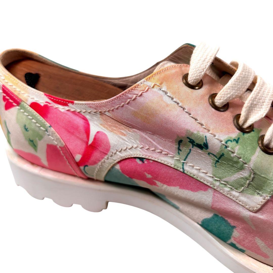 シャネル CHANELフラワー柄 レースアップシューズ 38 ※難あり