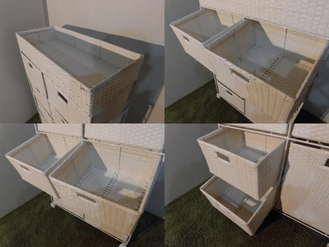 【全国一律送料無料・新品】ラタン風★サニタリー★ワイドランドリーチェスト