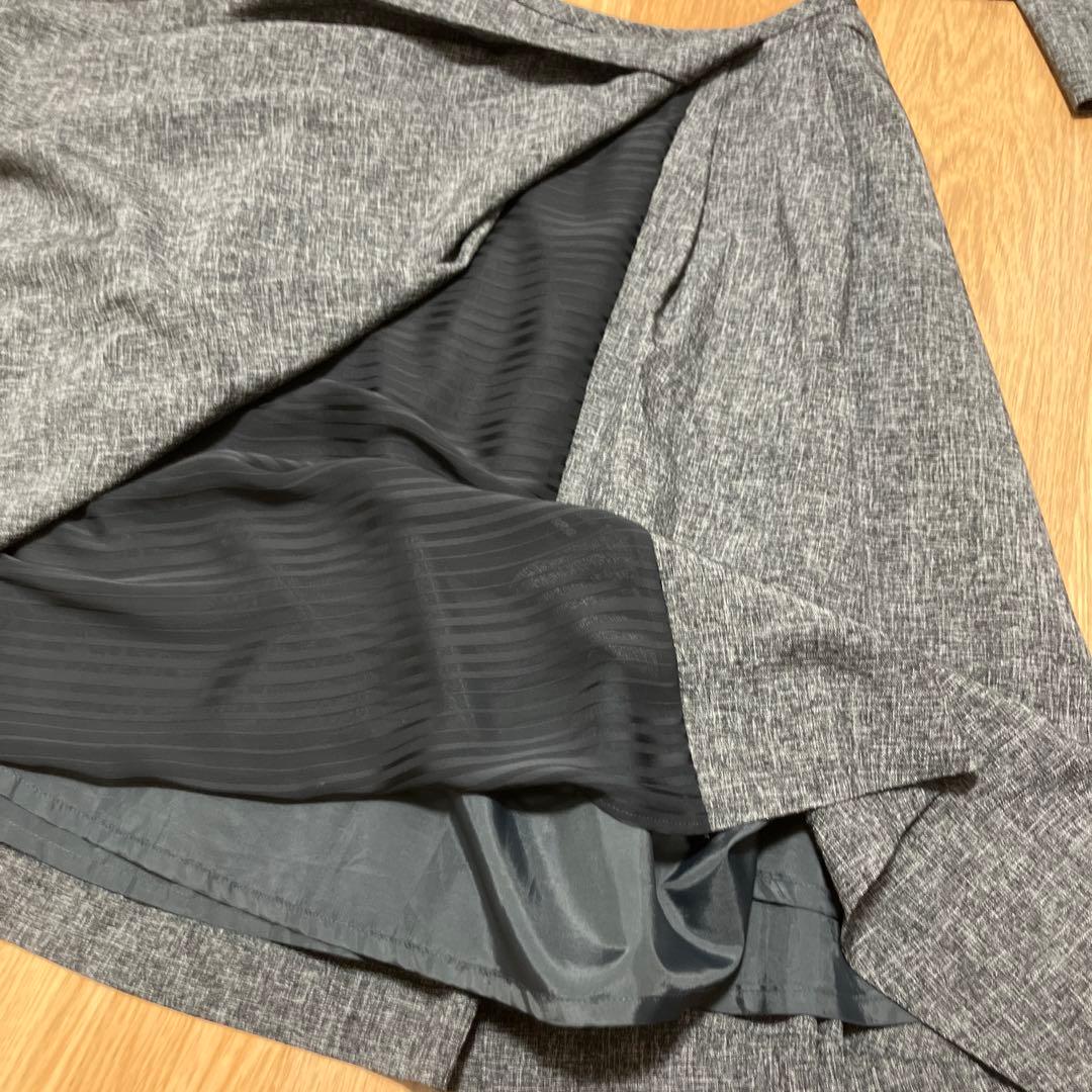 美品　Leilian グレー スカートセットアップ　スーツセット　S