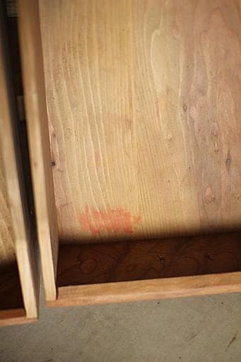 古い木枠のガラス戸棚　木製引き出し6杯　食器棚　本棚　キャビネット　古家具