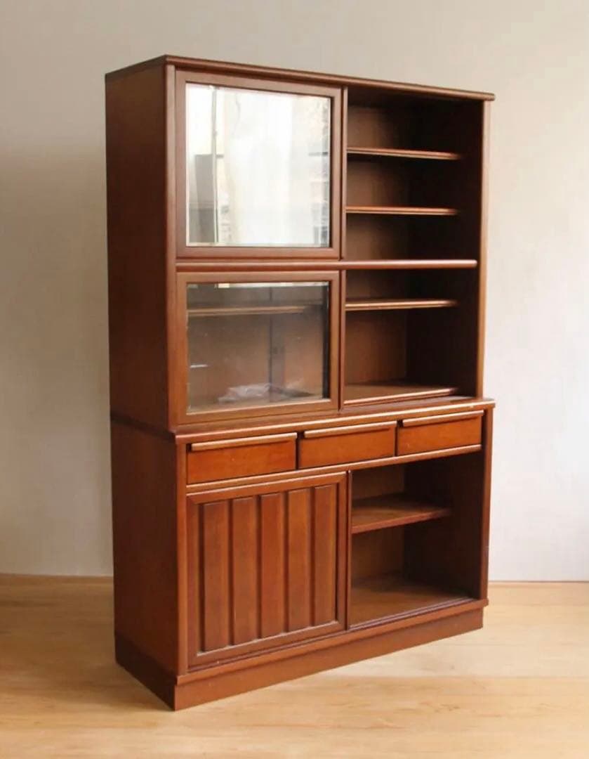 食器棚　ガラス棚　本棚　収納棚　木製　家具