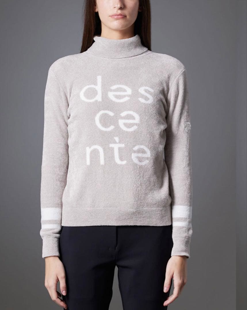 デサントゴルフ　タートルネックインターシャモールセーター　ニット