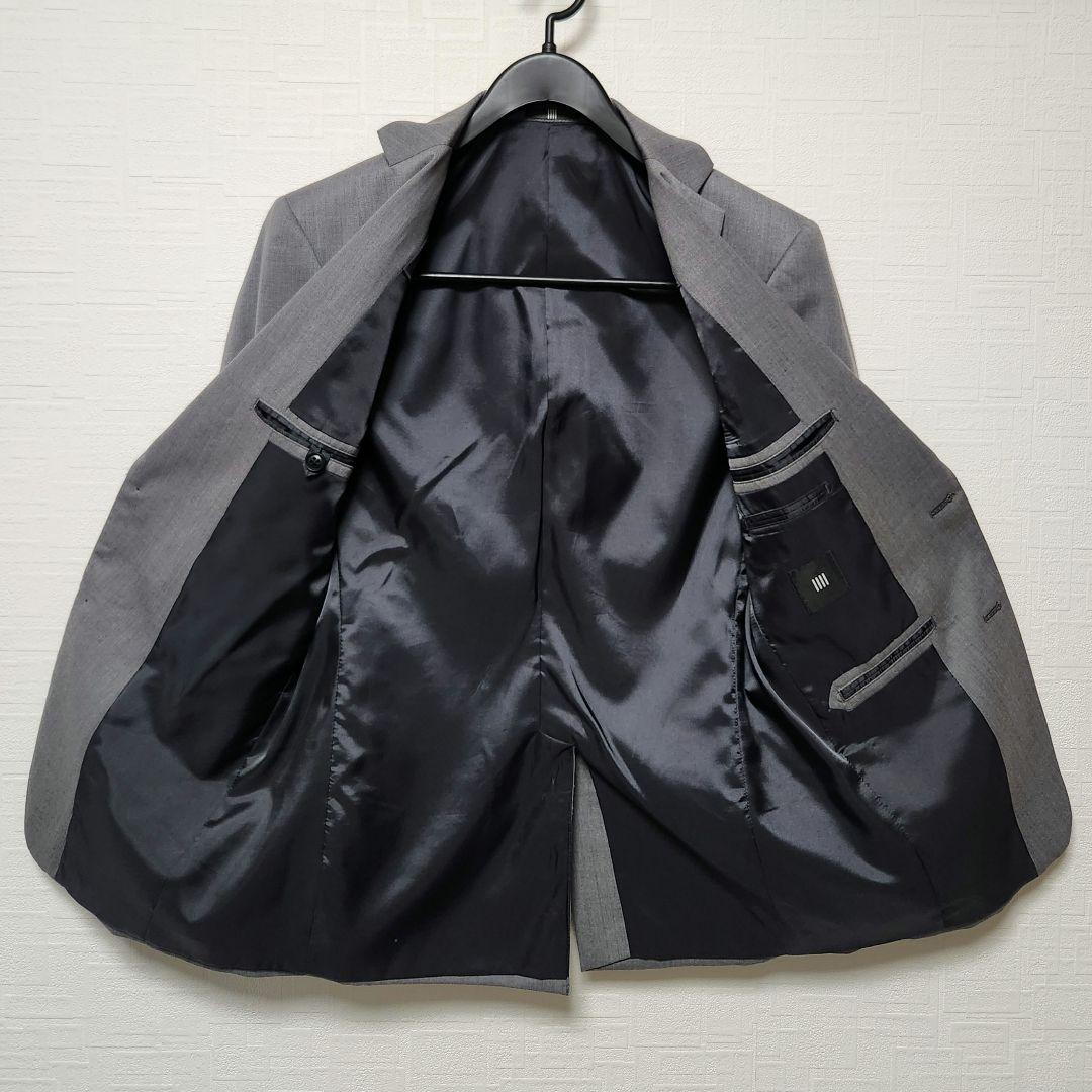 スーツセレクト　メンズ　スーツ　グレー　無地　スキニー　ウール混　美品