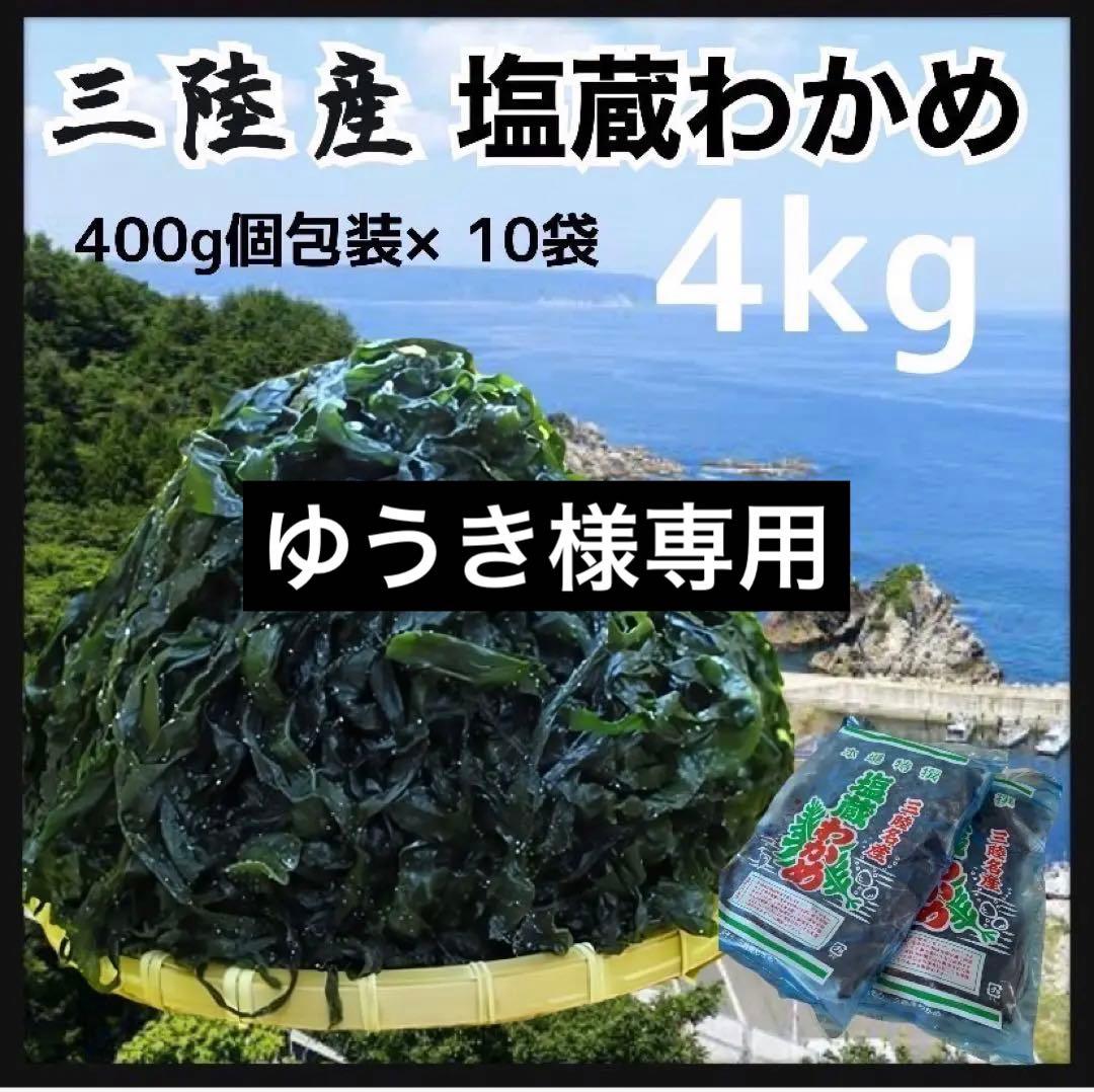 【ゆうき】塩蔵わかめ4kg 茎わかめ1.6kg