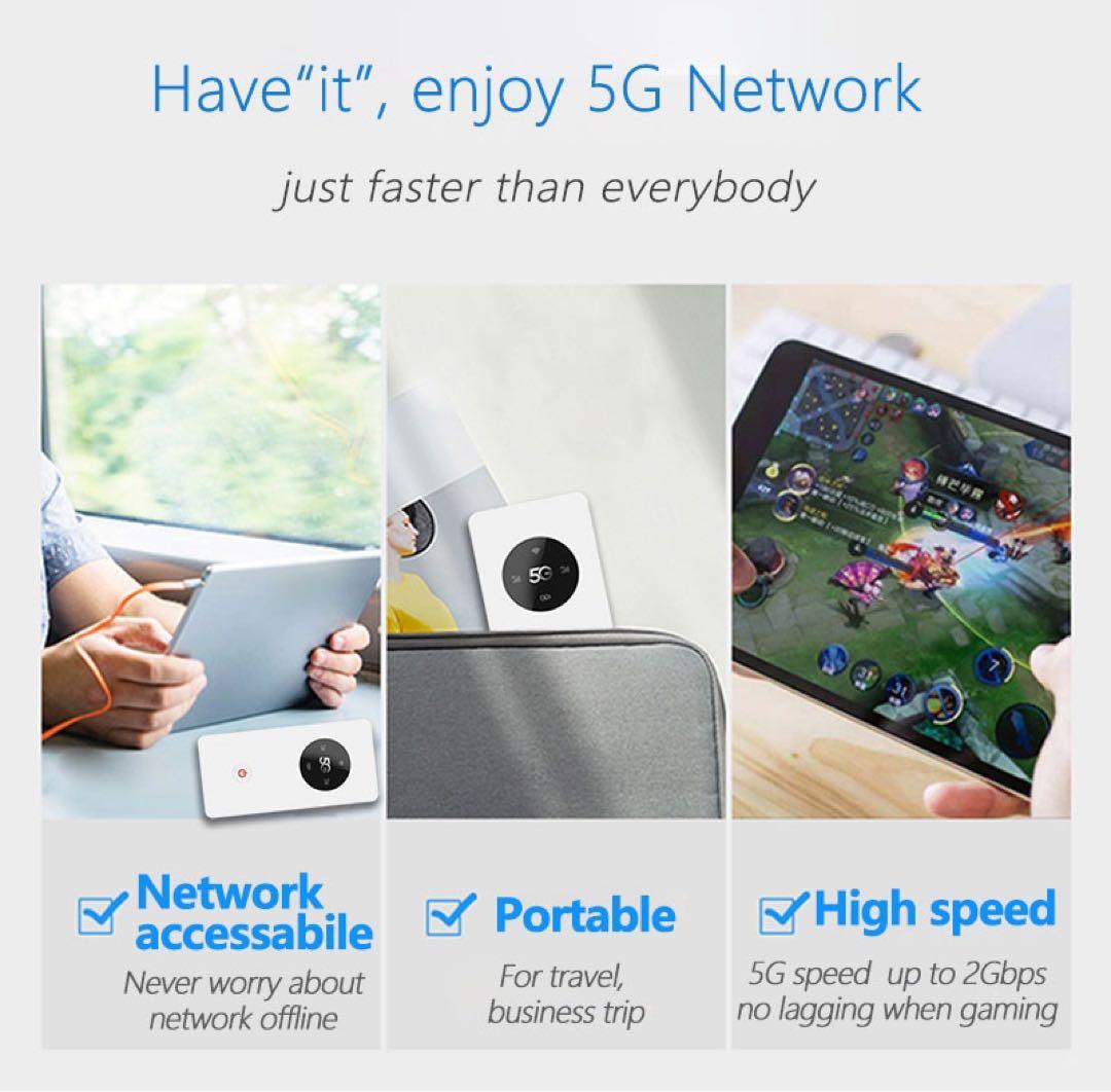 業務用 SIMフリー 5Gモバイルルーター 5000mAh 薄型 海外 旅行出張