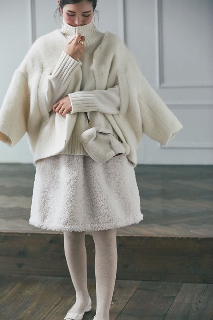 【未使用】SEVENTEN セブンテン ミディアムコクーンシャギーコートXS