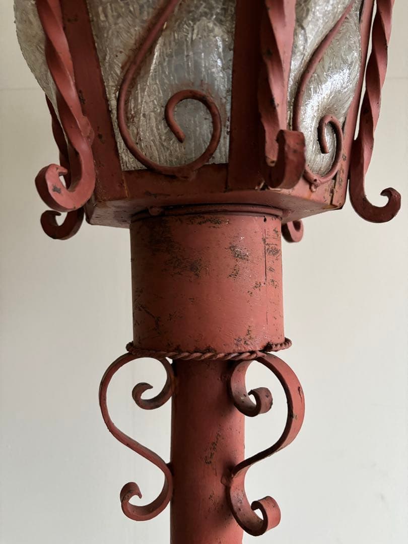 古いガーデンライト　スタンドライト　外灯　門灯　アイアン　電笠　レトロ照明