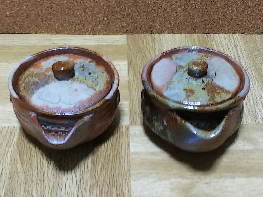 蔵出し品 備前焼 手造宝瓶 作家造 煎茶道具2個