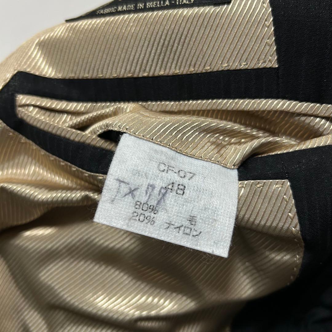 90s イタリア製 セットアップ スーツ ウール テーラードジャケット 艶 光沢