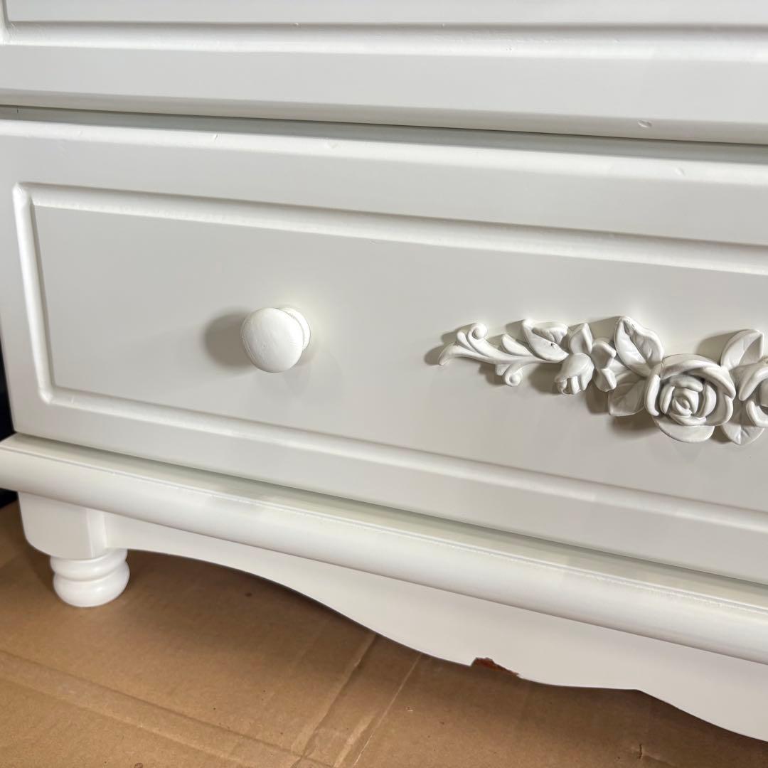 訳あり品！【121】フレンチ調ホワイトチェスト三段四つ引き木製収納家具姫系タンス