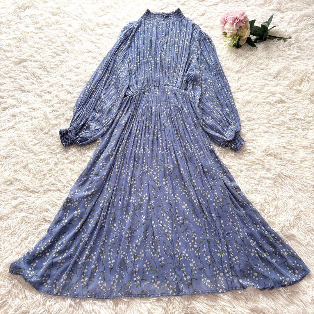 【未使用級】田中みな実着用　ソブ　スズラン柄　シフォンワンピース　プリーツ　36