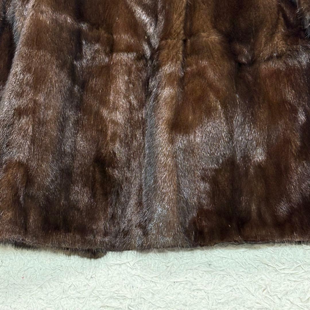 リアル ファー ミドルコート 毛皮コート ダークブラウン