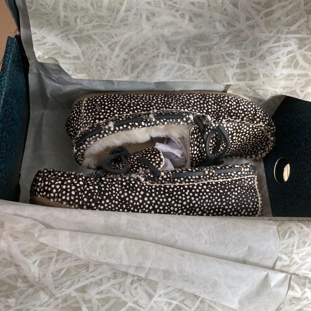 【美品】エミュー emu Amity モカシン シューズ ハラコ ムートン 総柄