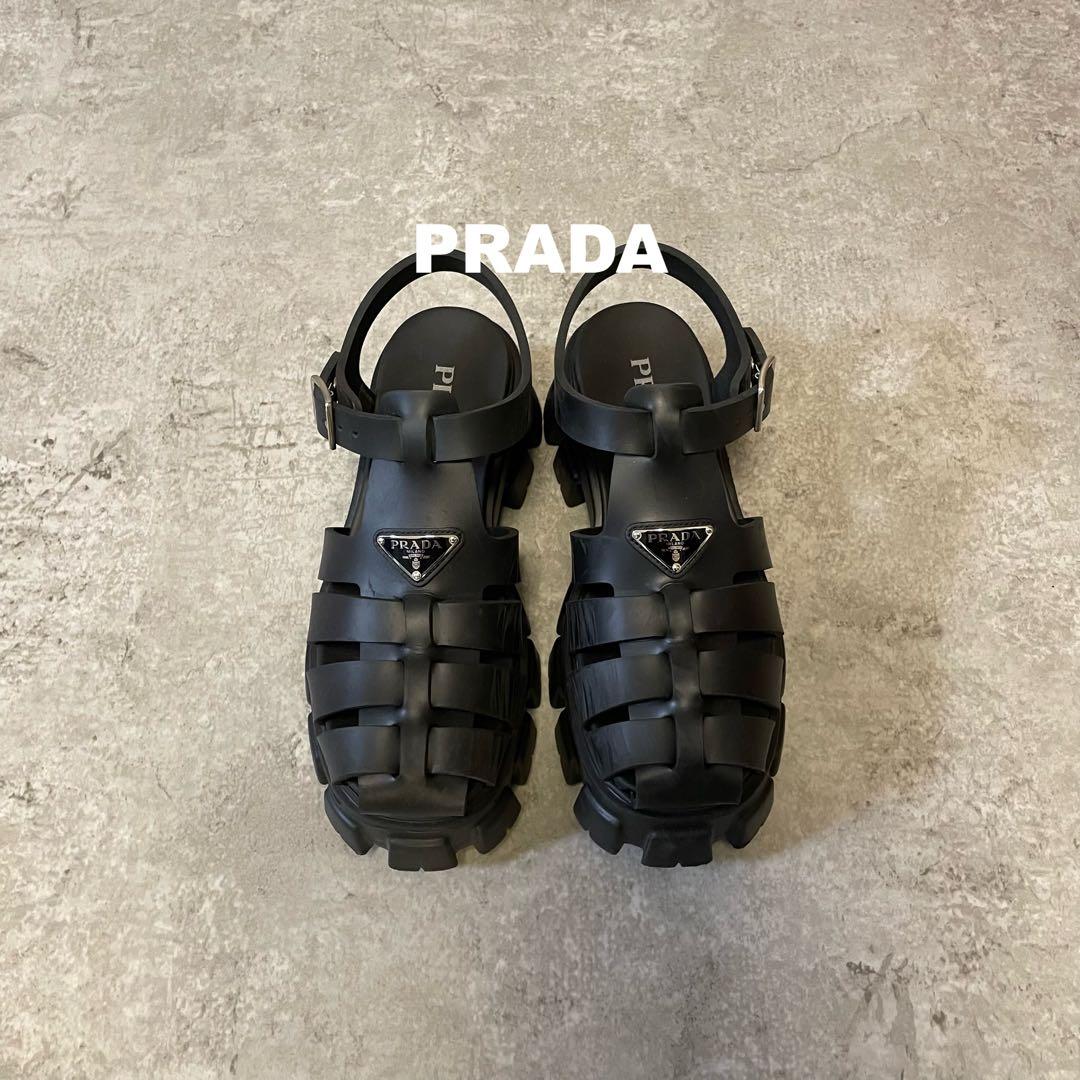 専用PRADA モノリス ラバー サンダル Black プラダ