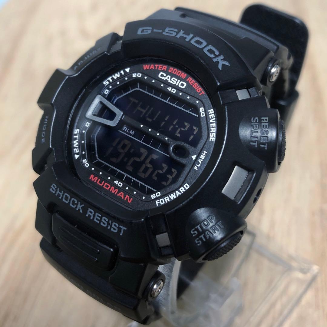 【レアカラーG-SHOCK G-9000】MUDMAN オールブラック★完動美品