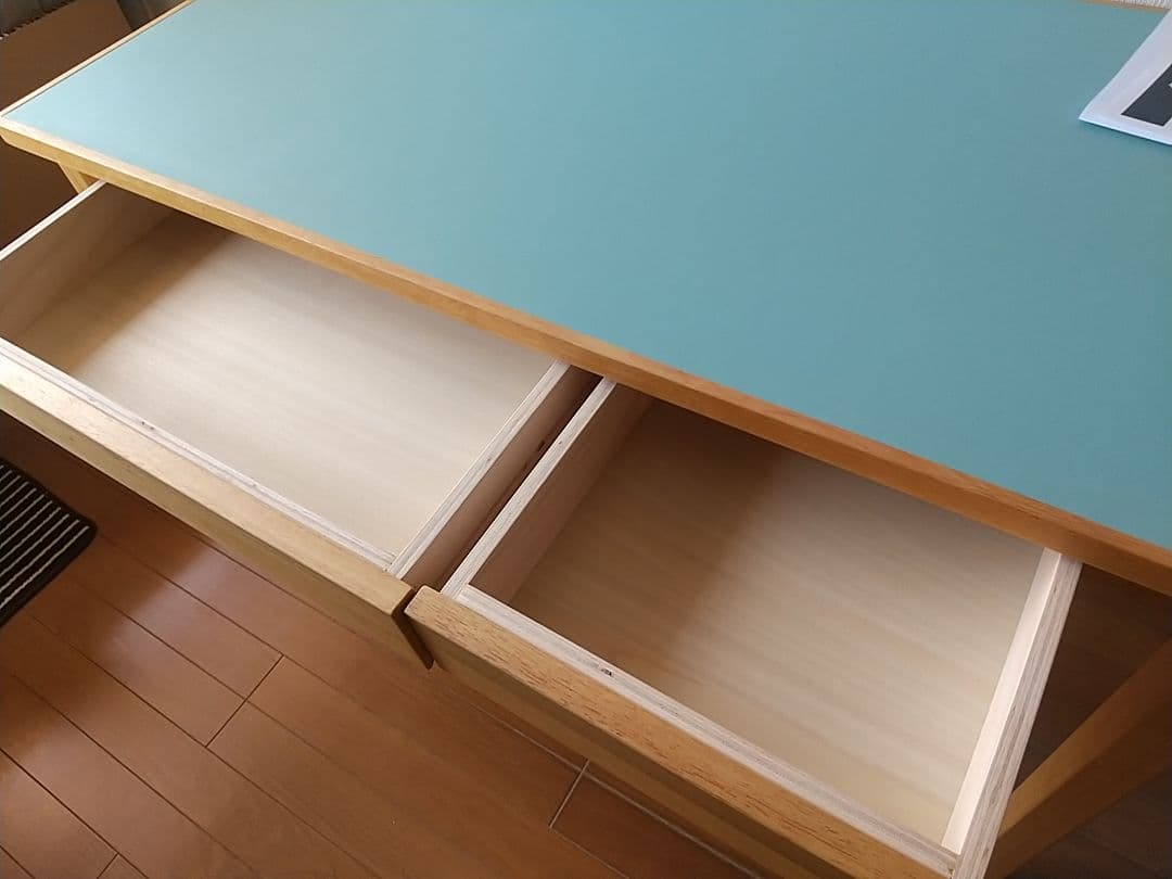 kao 無印良品 木製デスク リノリウム天板 グリーン 83895884