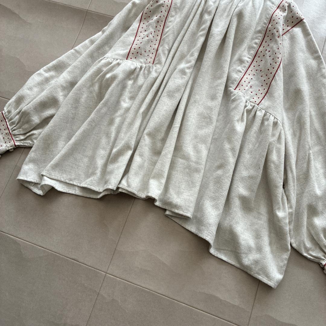 極美品 完売品 ツムグ♡コットン ビエラトップ 起毛 刺繍 2way ブラウス