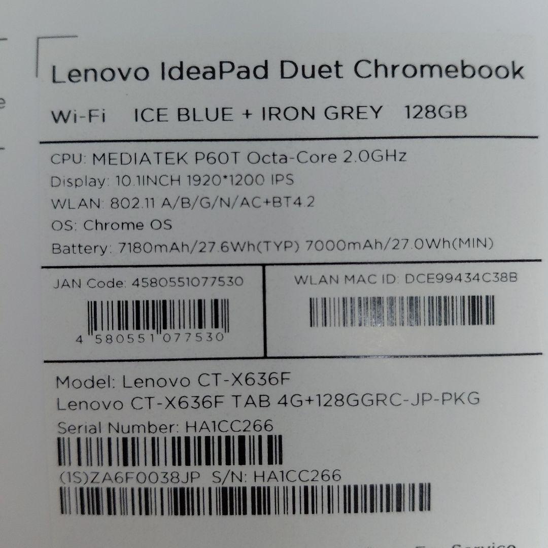 Chromebook本体 Lenovo IdeaPad Duet Chromebook /CT-X636F