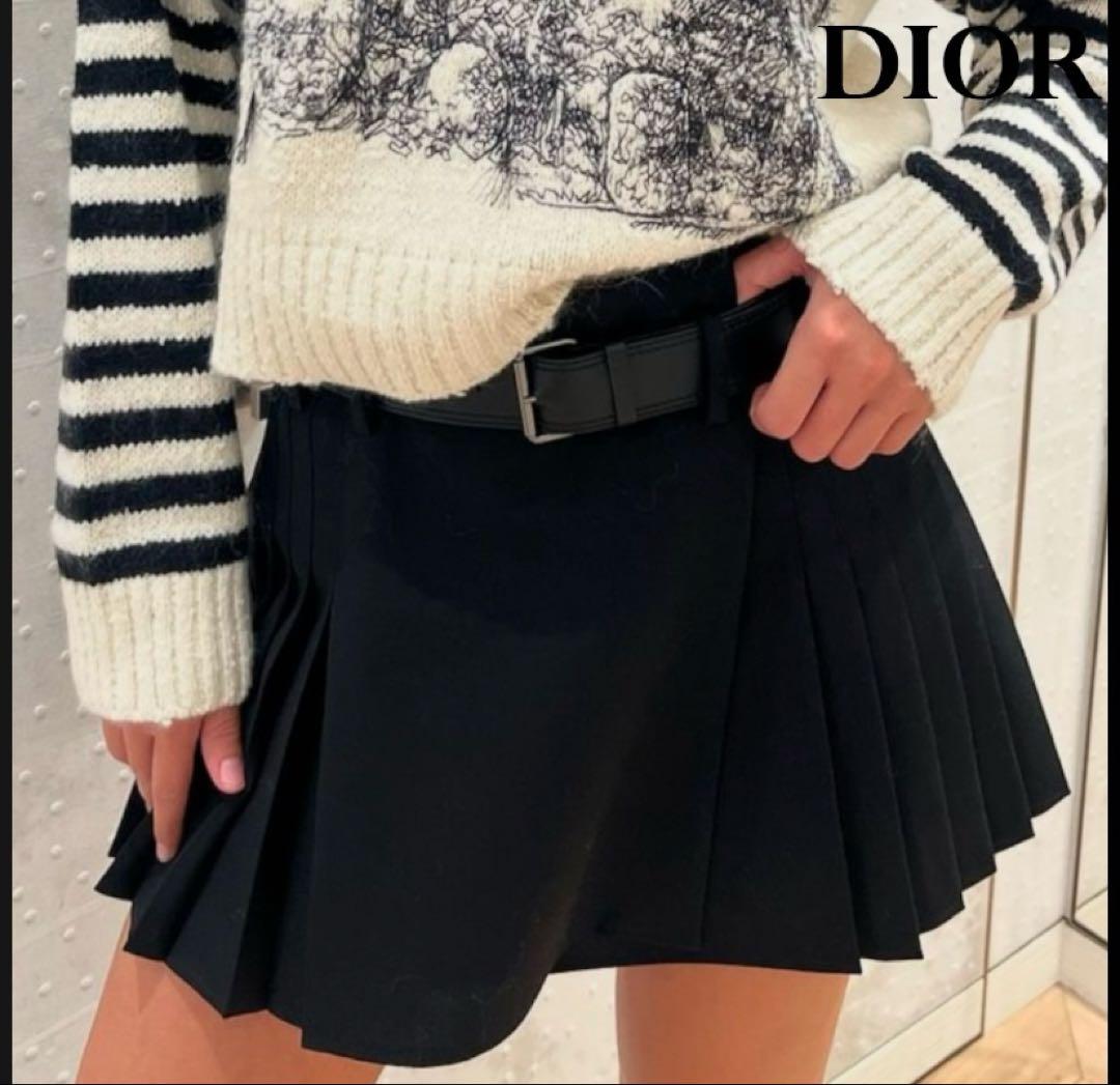 セール✨Christian Diorディオールプリーツミニスカート黒シルクウール