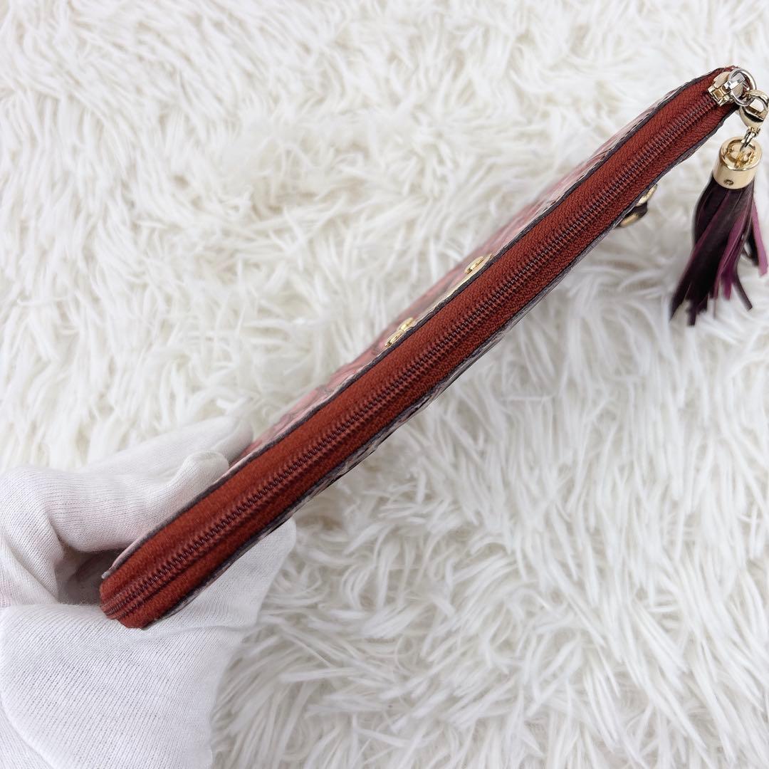 美品✨ATAO アタオ ハート型押しエナメル長財布 ピンク 箱付